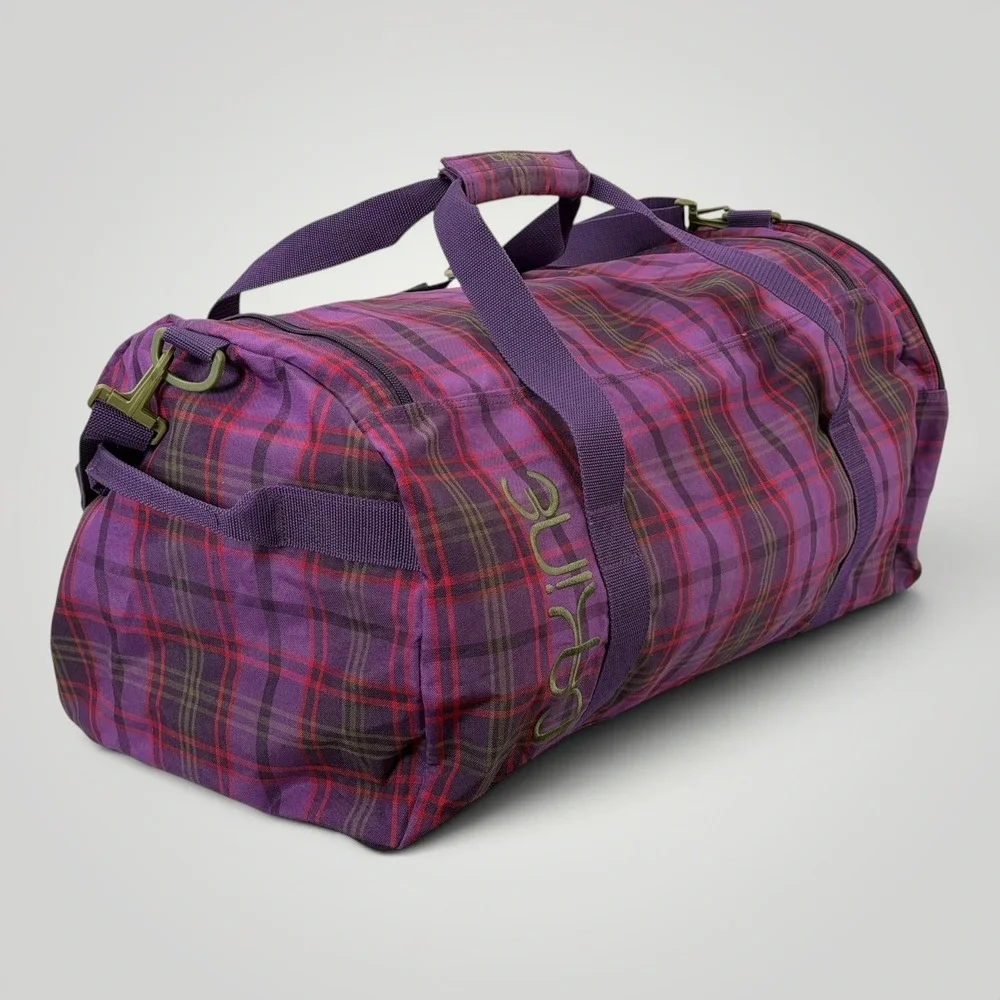 Dakine EQ Large Duffel Bag 26 Purple Plaid Travel Gym Overnight Bag